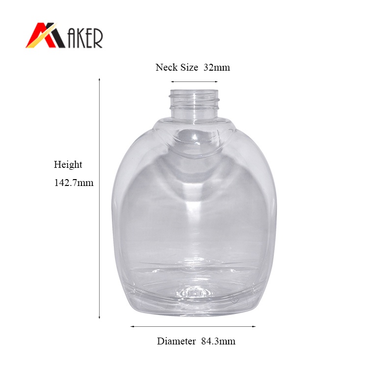450ml clear PET plastic empty shower gel bottle wholesale with lotion pump