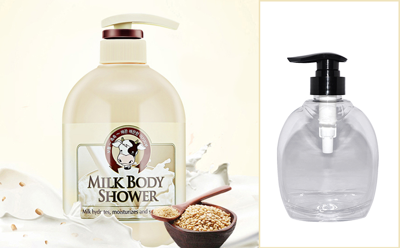 450ml clear PET plastic empty shower gel bottle wholesale with lotion pump