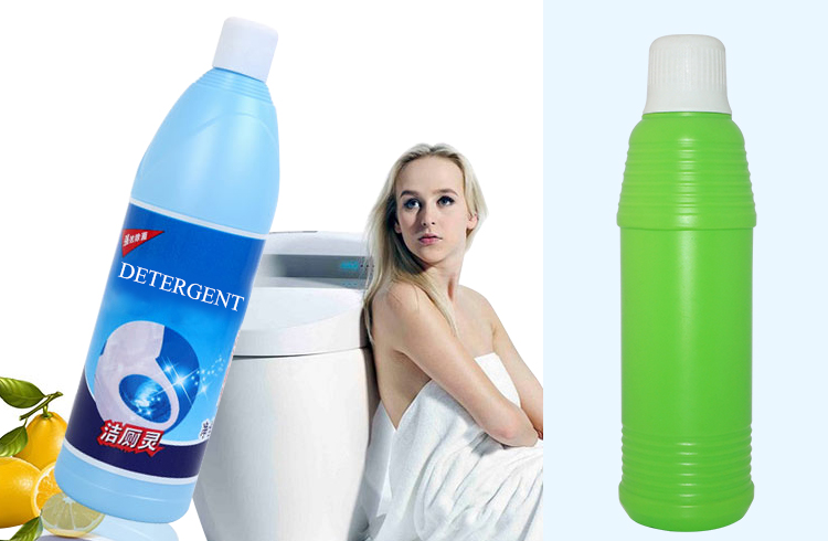 Wholesale 750ml green HDPE plastic empty liquid detergent bottle packaging with screw cap