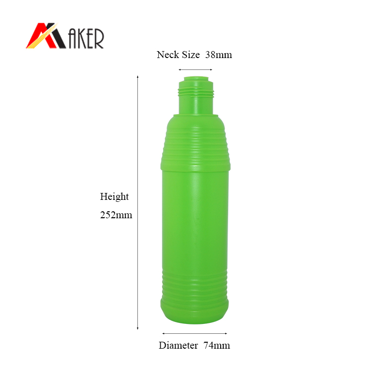 Wholesale 750ml green HDPE plastic empty liquid detergent bottle packaging with screw cap