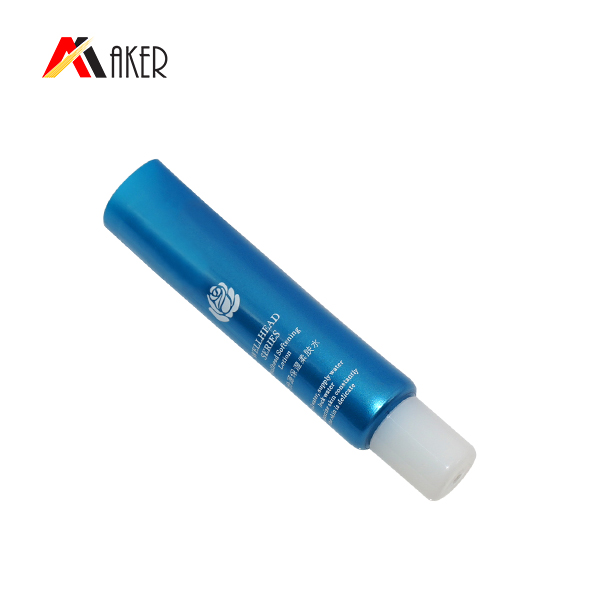 Luxury empty 10ml round pearl blue plastic cream cosmetic tubes packaging with screw cap