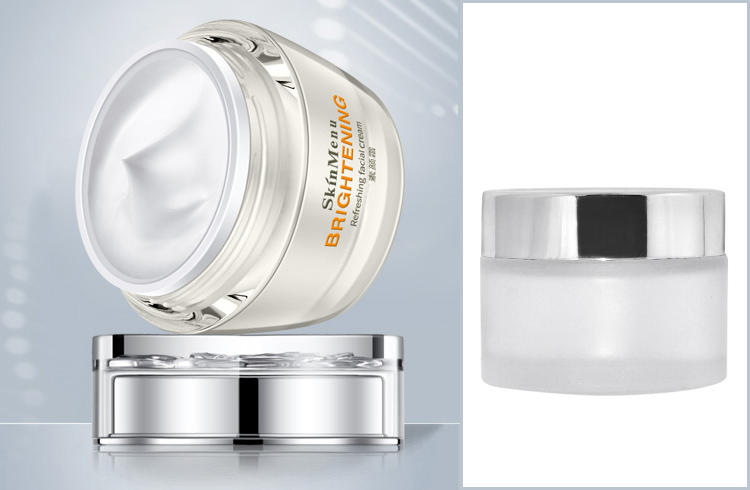 Luxury 50ml round frosted glass cream jar with aluminum lid.jpg