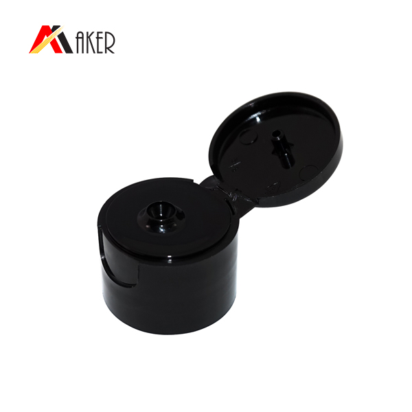 China wholesale 20/410 black plastic flip top cap with ribbed