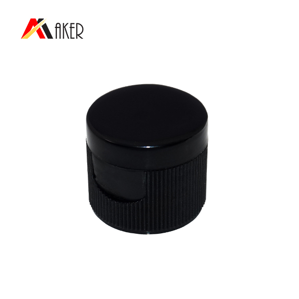 China wholesale 20/410 black plastic flip top cap with ribbed