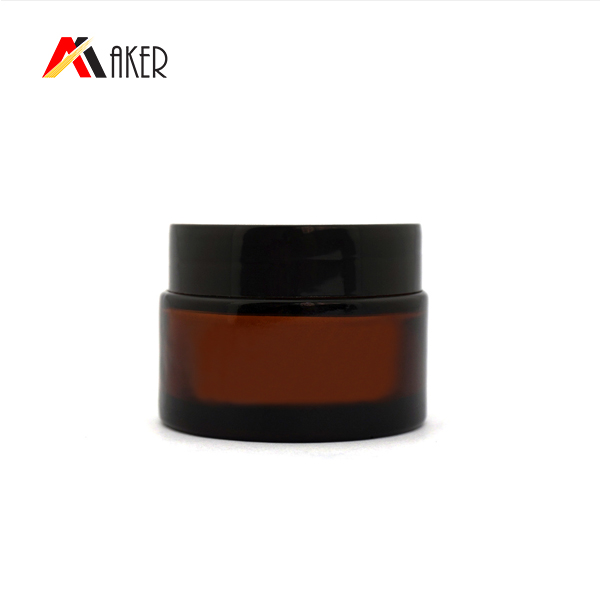 Wholesale cosmetic packing amber glass jar 20ml 50ml with lid