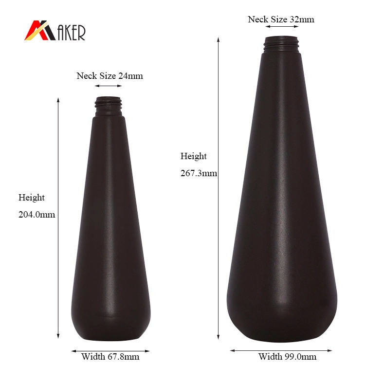350ml 1000ml PE brown plastic shampoo bottle set with lotion pump.jpg