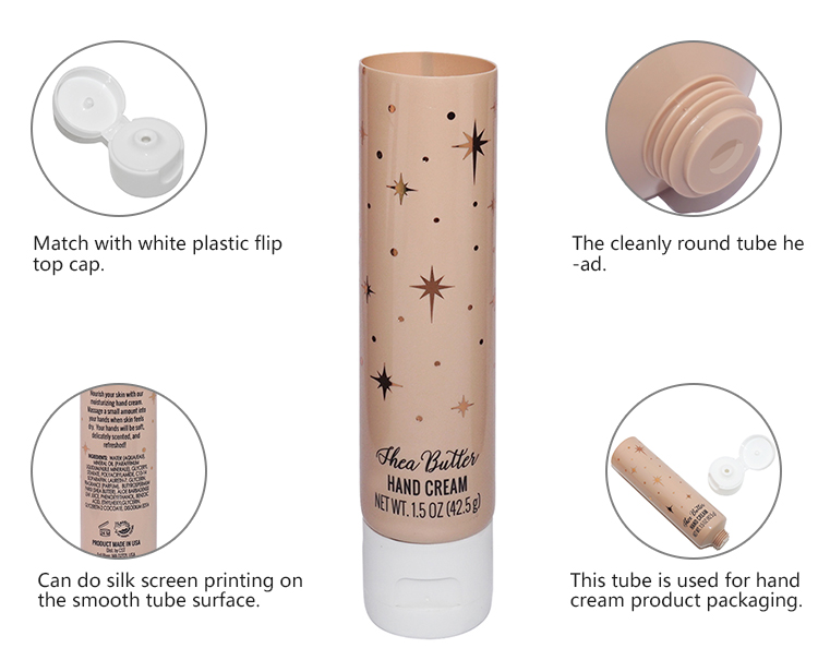 Wholesale 100ml soft cosmetic LDPE plastic hand cream tube packaging with flip top cap.jpg