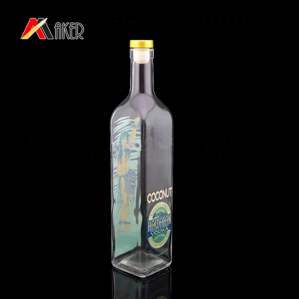 Empty clear 750ml square vodka liquor glass wine bottles with rubber stopper.jpg