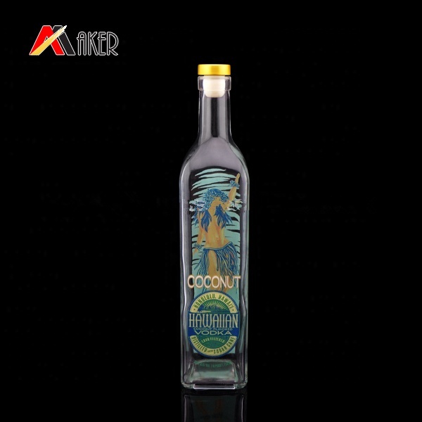 Empty clear 750ml square vodka liquor glass wine bottles with rubber stopper.jpg