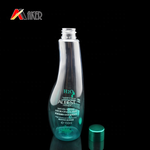 Unique design empty 150ml transparent PET plastic cosmetic toner lotion bottle with screw cap.jpg