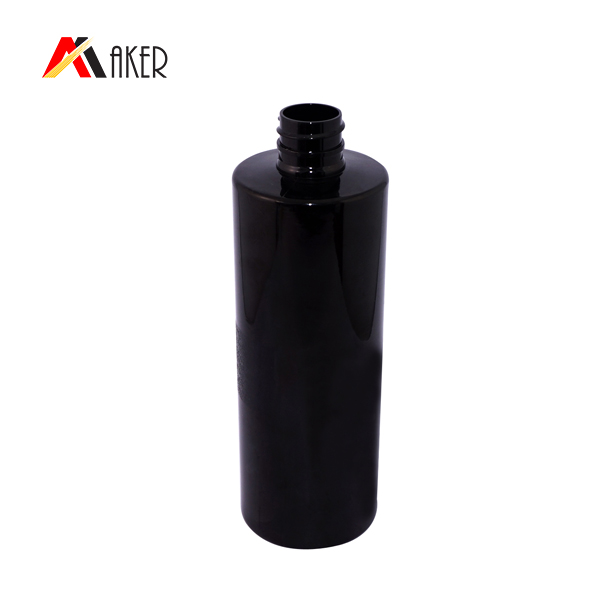 Customized 500ml white black cylinder empty plastic PET lotion bottle with flip top cap