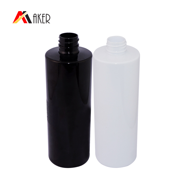 Customized 500ml white black cylinder empty plastic PET lotion bottle with flip top cap