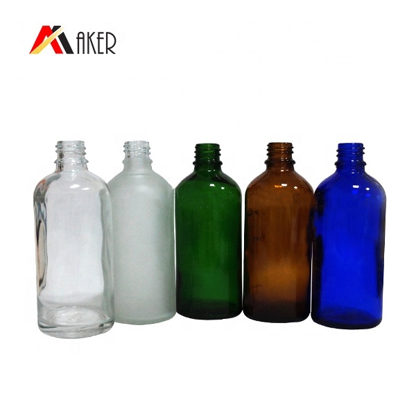 Wholesale empty round 100ml clear/green/blue/amber glass dropper bottles for essential oil.jpg