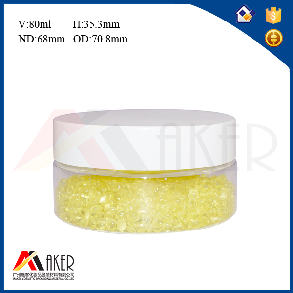 High Quality transparent 80ml cosmetic plastic jar packaging with screw cap