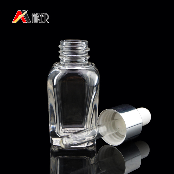 Empty square 10ml/15ml/20ml/30ml clear glass essential oil dropper bottle.jpg