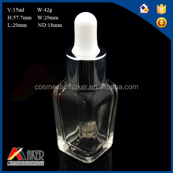 Empty square 10ml/15ml/20ml/30ml clear glass essential oil dropper bottle.jpg