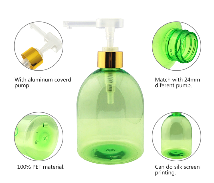 Wholesale custom design 500ml empty round pet plastic hand wash bottles