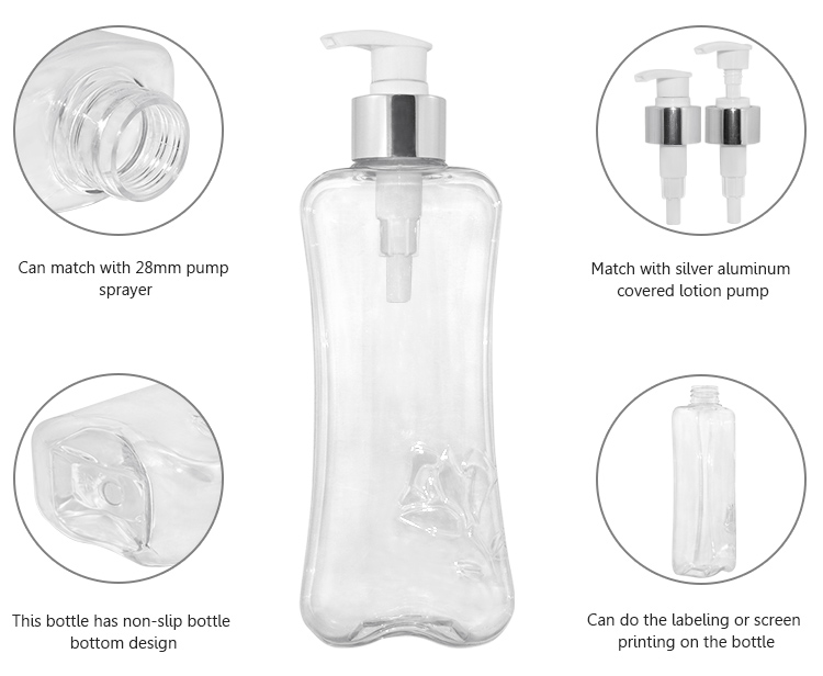 China Suppliers PET Plastic Container Shampoo Shower Gel Plastic Bottle 350 ml With Lotion Pump