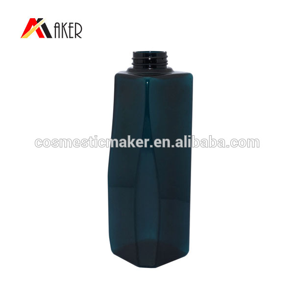 Customized square shape 450ml pet plastic shampoo bottle cosmetic packaging
