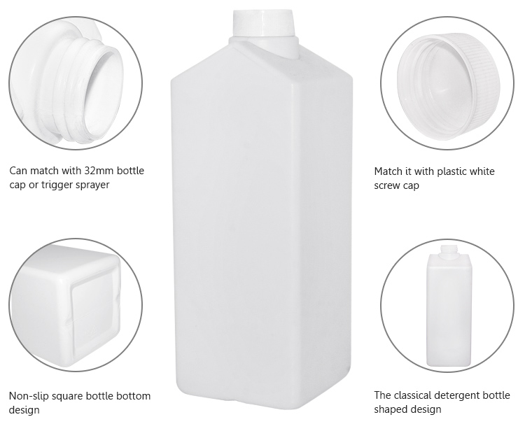 New design HDPE 1L empty dishwashing plastic liquid detergent bottle packaging
