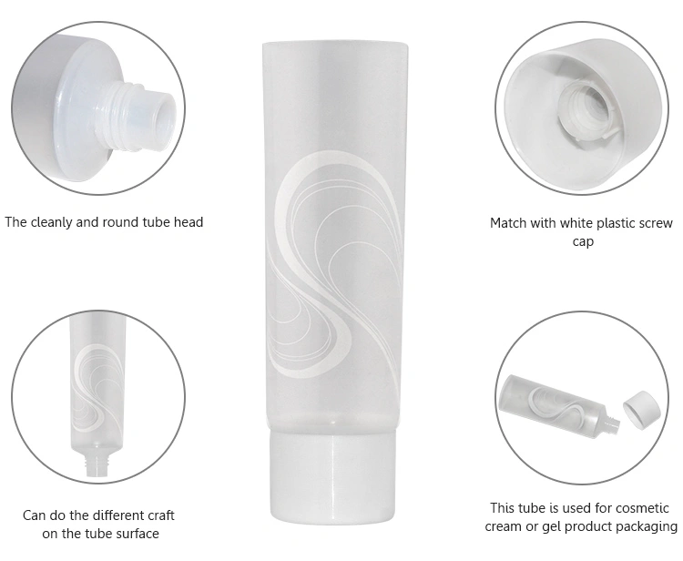 Custom 35ml transparent clear cosmetic hand cream empty plastic tube packaging with screw cap