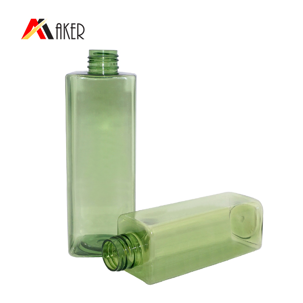 Square plastic PET Cosmetic Bottle with engraving flower