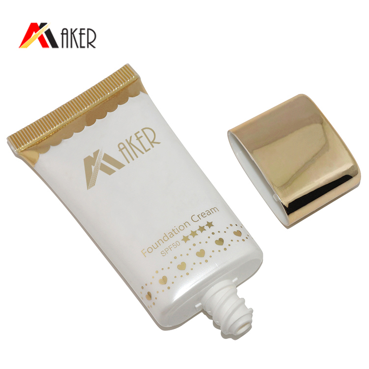 Wholesale 50g oval shape luxury cosmetic bb cream packaging tube with acrylic cap
