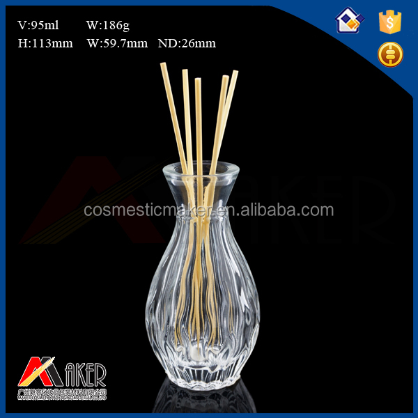 High Quality 55ml 2 oz Decorative Luxury Reed Diffuser Round Glass Bottle With Silver Cap