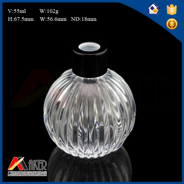 High Quality 55ml 2 oz Decorative Luxury Reed Diffuser Round Glass Bottle With Silver Cap