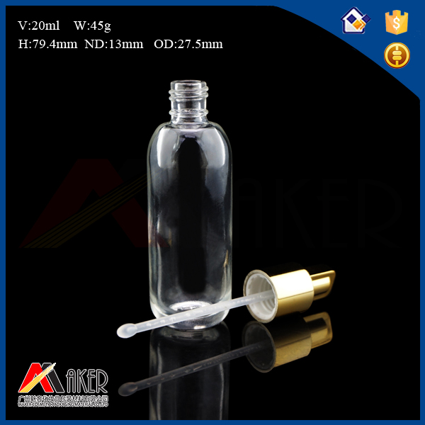 20ml Luxury Cosmetic Body Lotion Clear Glass Bottle With Gold Cap