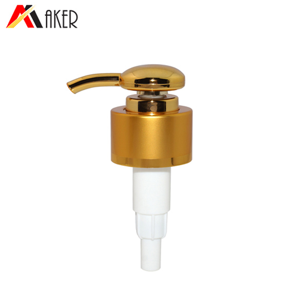 Custom 28/410 cosmetic packaging gold aluminum covered shampoo lotion pump supplier