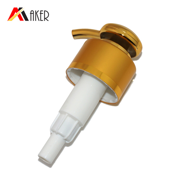Custom 28/410 cosmetic packaging gold aluminum covered shampoo lotion pump supplier