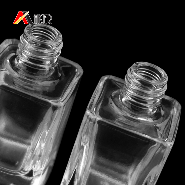 15ml 20ml square shaped clear nail polish glass bottle with black screw cap brush