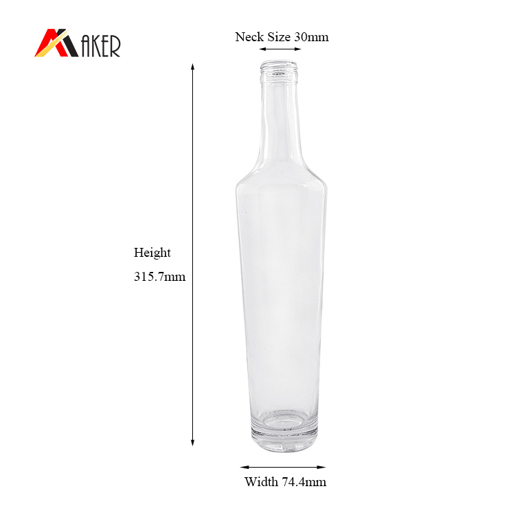 550ml clear crystal white glass round whisky bottle packaging with cork