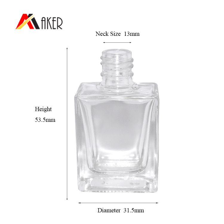 Factory supply 13ml empty glass nail polish bottle with cap and brush