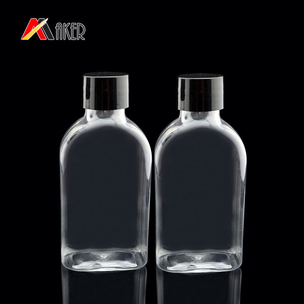 120ml square shape transparent PET plastic bottle with screw cap