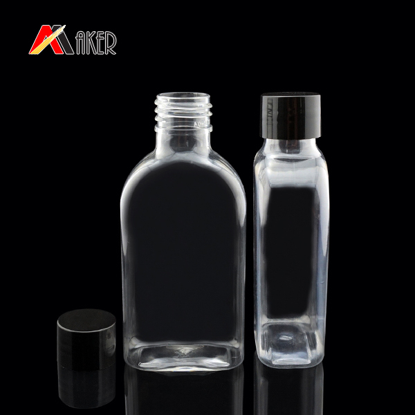 120ml square shape transparent PET plastic bottle with screw cap