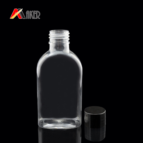 120ml square shape transparent PET plastic bottle with screw cap
