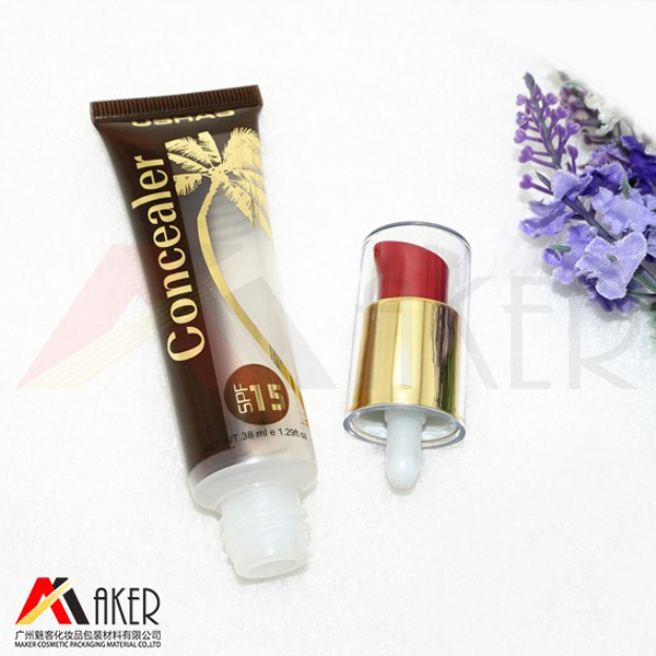High-grade Gold Hot Stamping Plastic Airless Cosmetic Tube for BB Cream