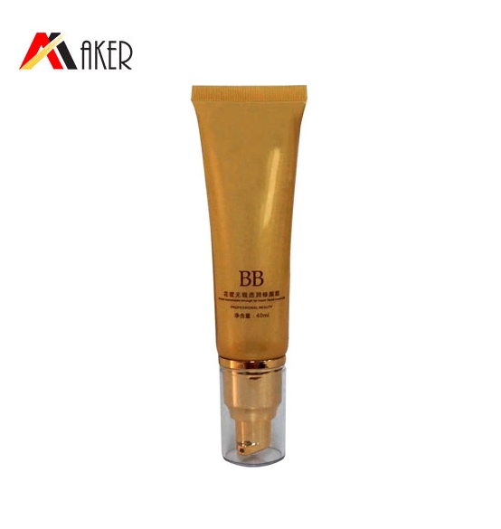 High-grade Gold Hot Stamping Plastic Airless Cosmetic Tube for BB Cream