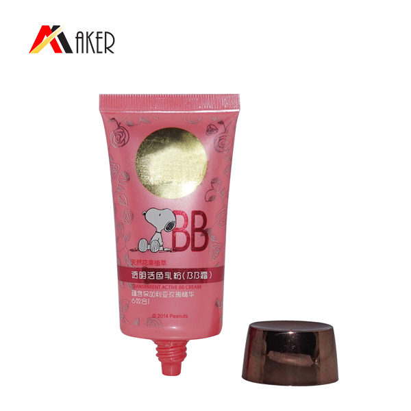 40g Red Oval 35mm Screen Printing Offset Printing Surface Cosmetic Tube Plastic Material For BB Cream