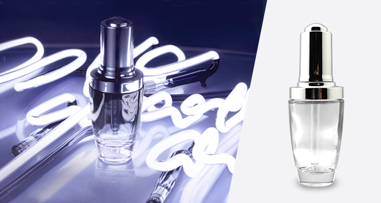 30ml cosmetic glass essence press dropper bottle