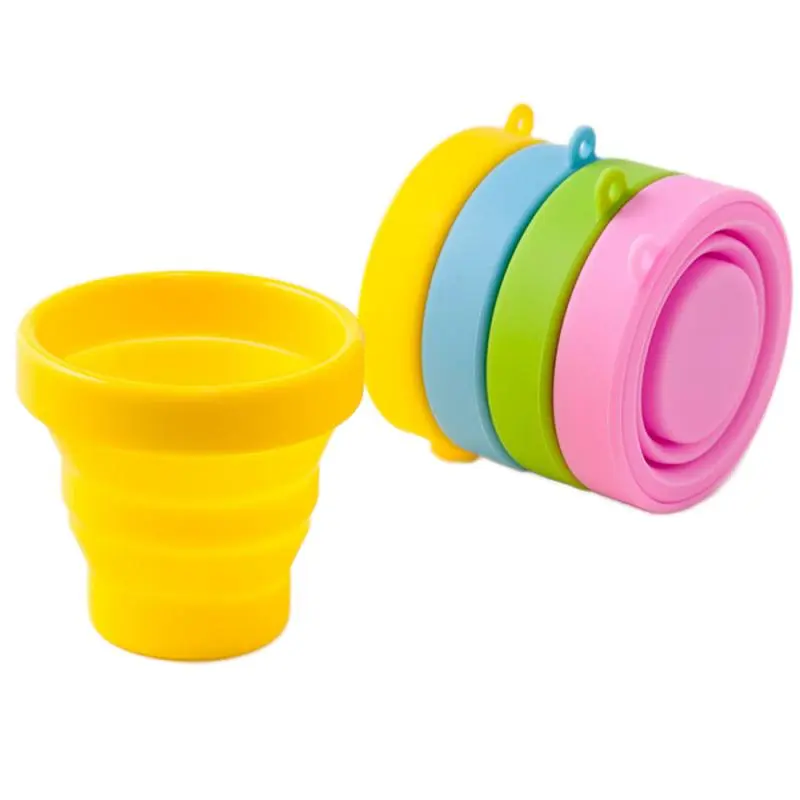 Folding Gargle Food Grade Portable Solid Color Water Silicone coffee folding Cups For Outdoor Travel Drinkware Tools