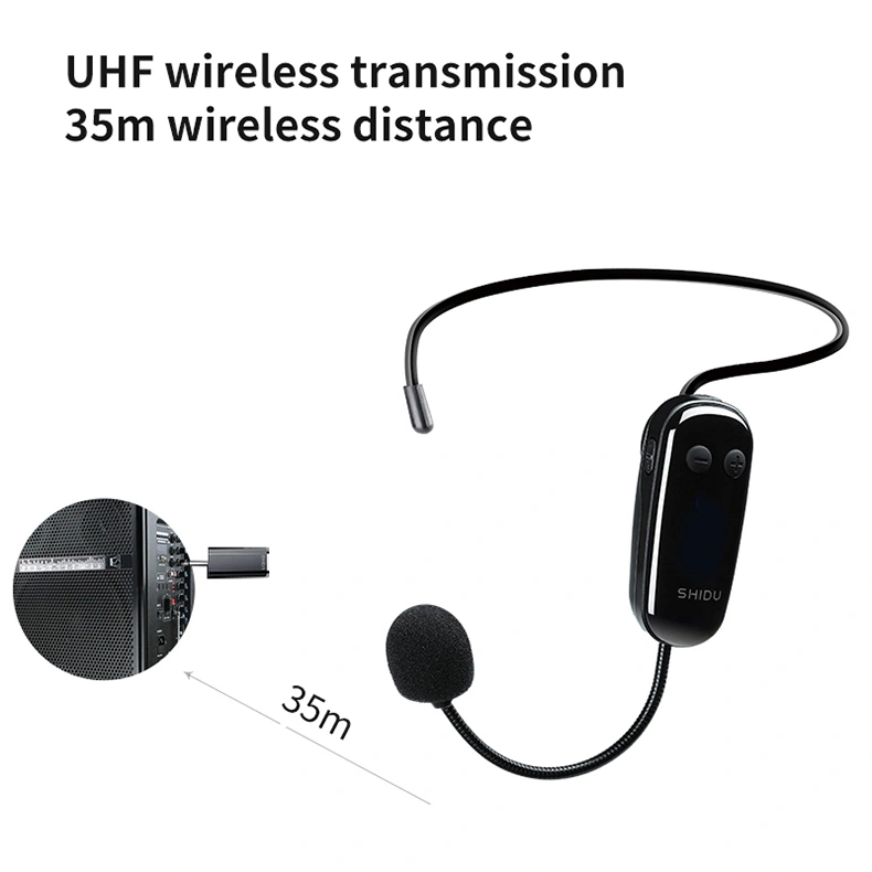 SHIDU SD-U9 UHF double wireless Headset 2pcs Microphone with rechargeable wireless receiver Apply To Any Audio Device