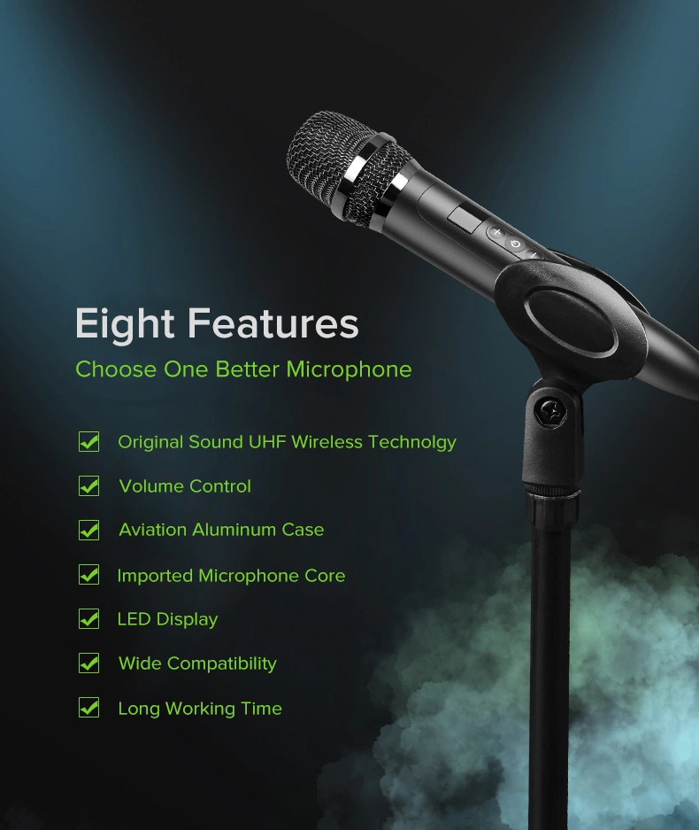 SHIDU U30 double wireless with 2pcs Rechargeable Professional UHF Wireless Handheld Microphone with receiver for Speech/Church