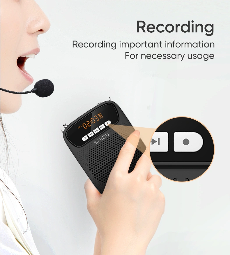 SHIDU 15W portable mini Personal Rechargeable Bluetooth PA Loudspeaker UHF Wireless Microphone Voice amplifier for teacher