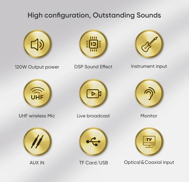 T30 SHIDU Big Power Karaoke Speaker 120Watts Hi-Fi acoustic amplification UHF wireless PA System Optical and Coaxial Loudspeaker