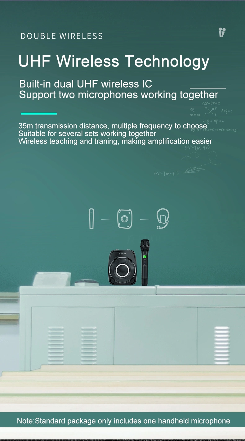 SHIDU 60W Professional ECHO Sound Portable PA Speaker Wireless Microphone Bluetooth Voice Amplifier for Teacher Meeting