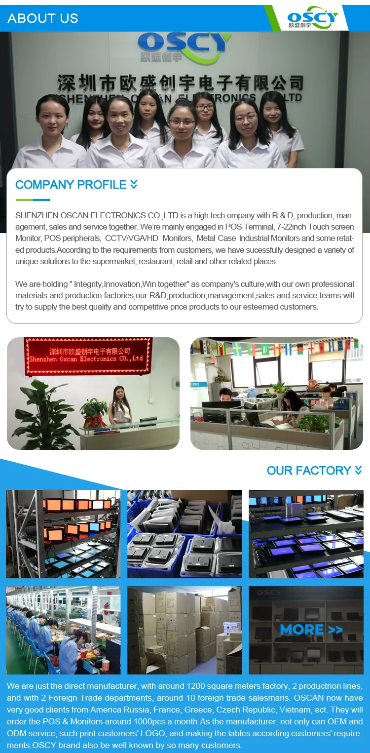 Support Multiple Languages VFD POS Customer Display Not Touch Screen USB or RS232 with 20x2 Lines