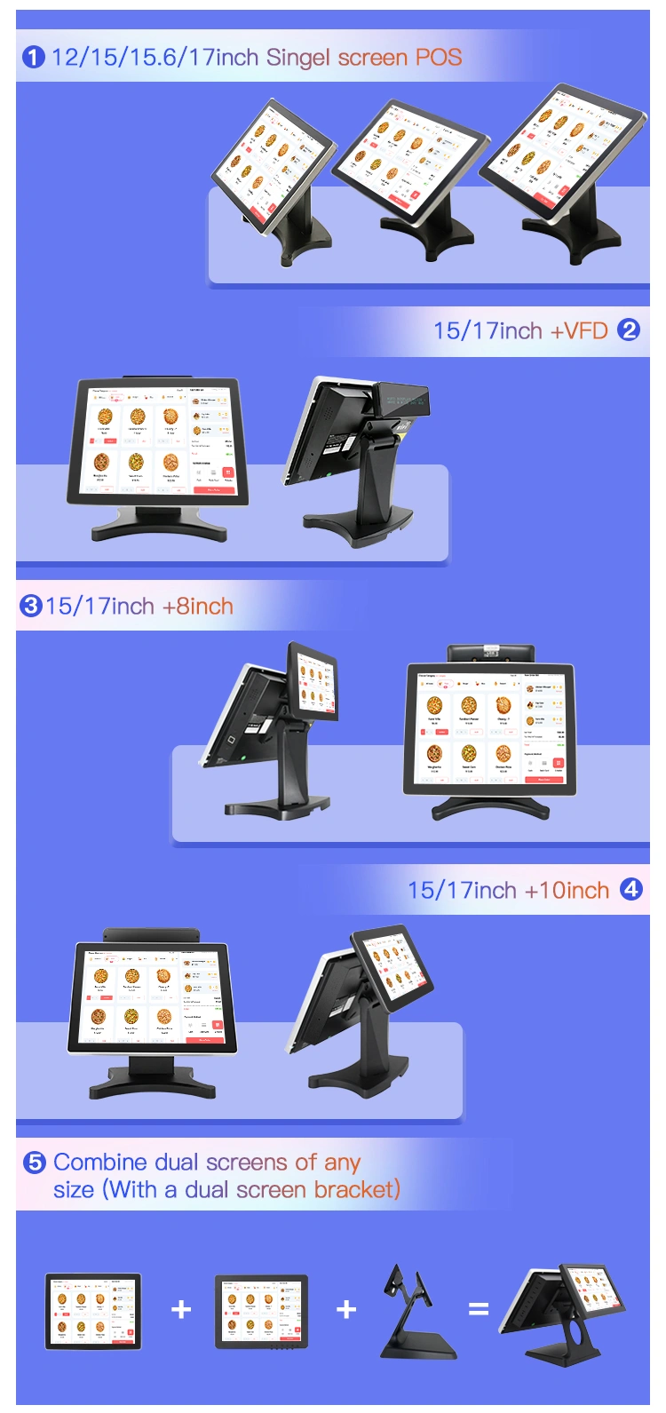 15/17 inch 10 points capacitive touch all in one touch pos system for restaurant